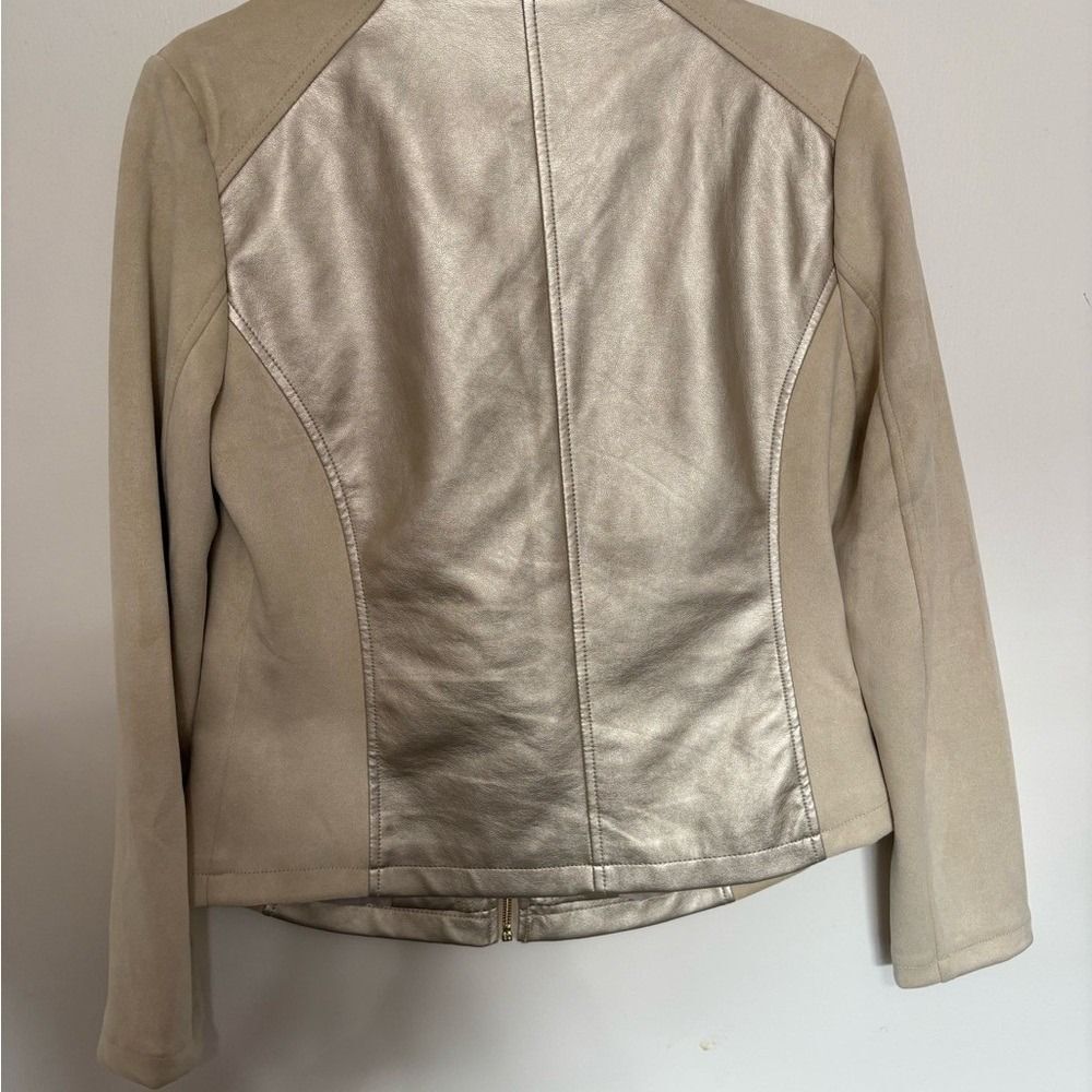 Marc New York Women's Metallic and Cream Leather Jacket - Picture 4 of 8